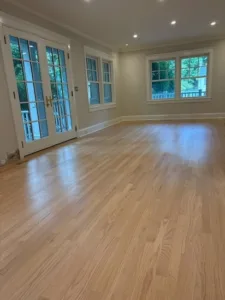 Polished floor and bright walls in a finished Greenwich kitchen renovation.