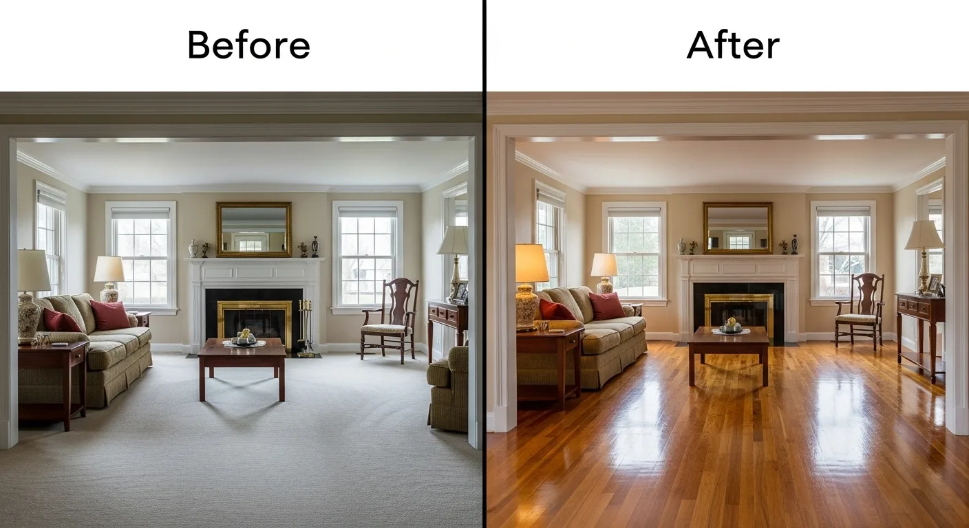 before/after hardwood CT interior