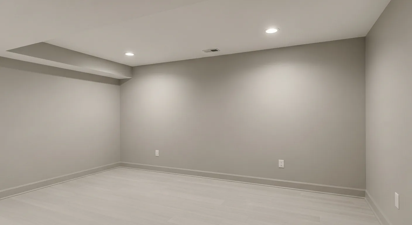 neutral freshly painted walls basement in Connecticut