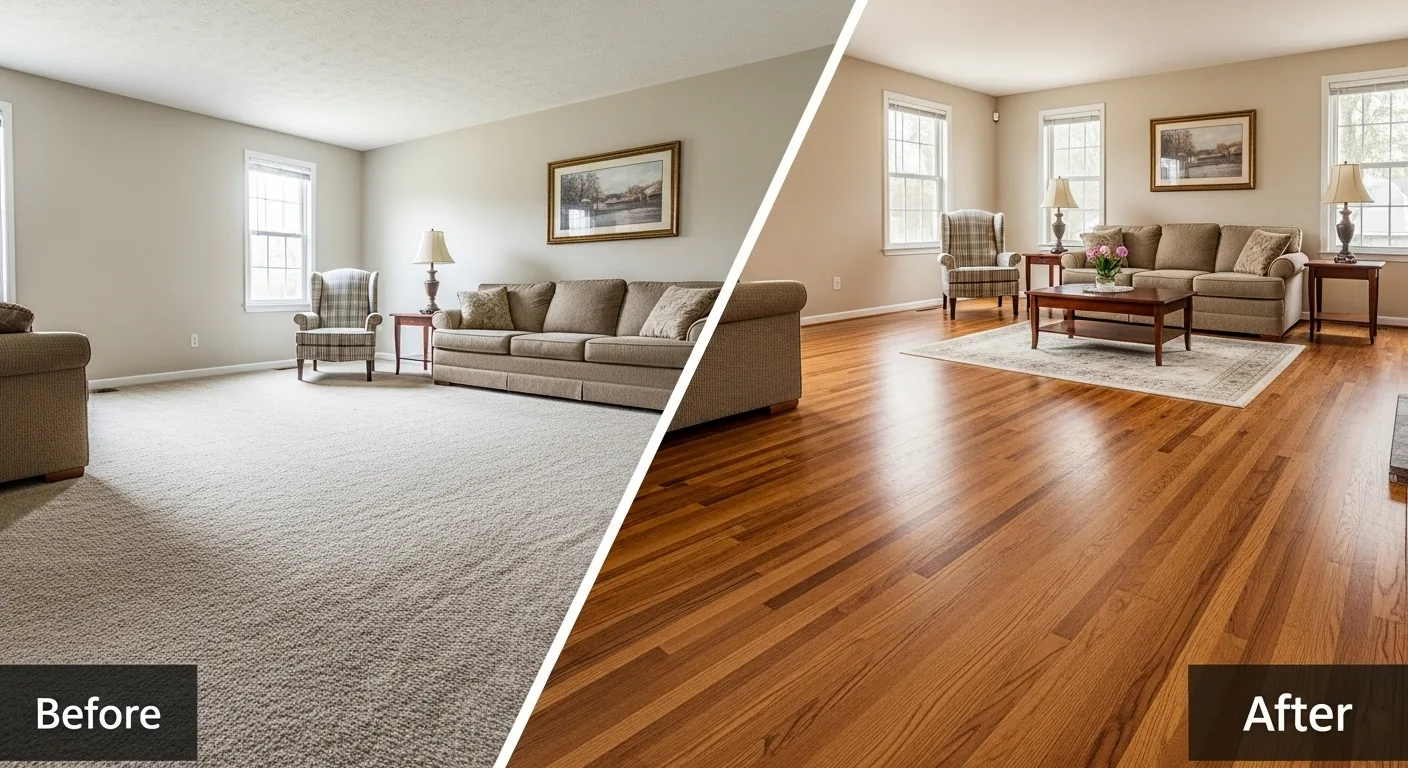 before/after hardwood CT interior
