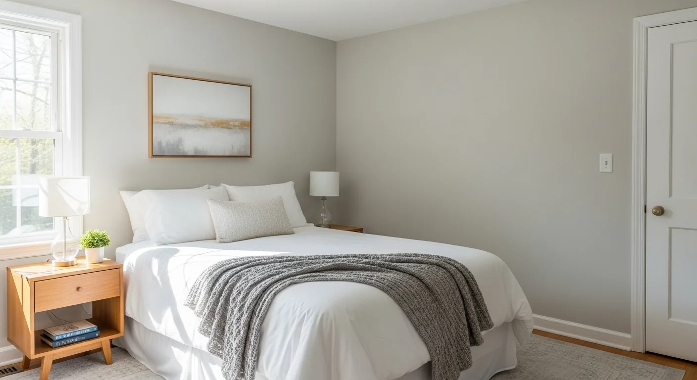 neutral freshly painted walls badroom in Connecticut