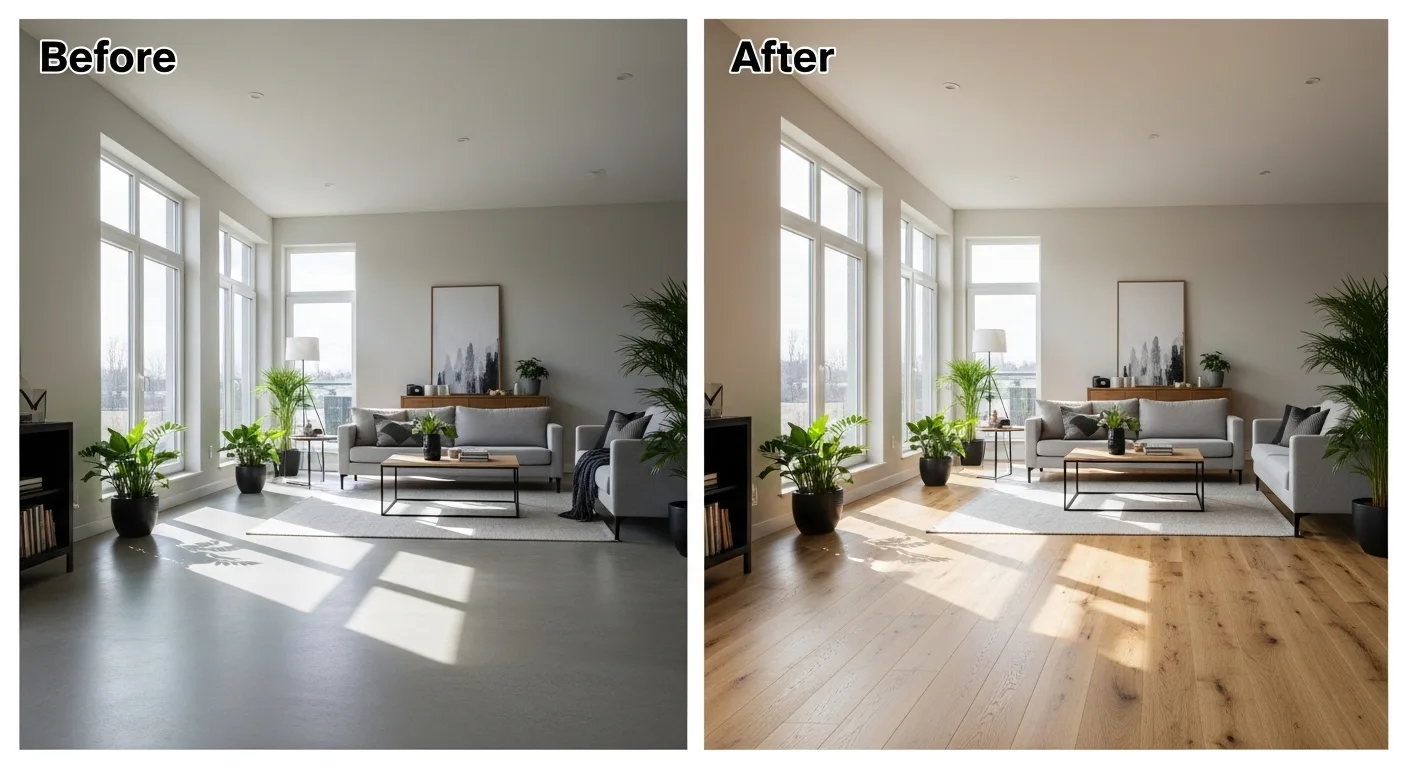 before/after hardwood CT interior