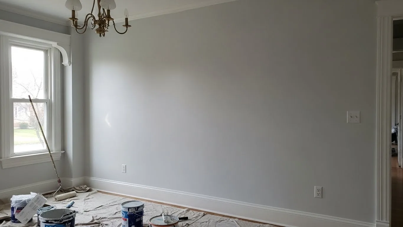 Low VOC paint freshly applied to interior walls during a professional Connecticut home painting project.